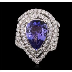 18KT White Gold 6.53ct Tanzanite and Diamond Ring