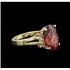 Image 2 : 5.34ct Rubellite and Diamond Ring - 14KT Yellow Gold