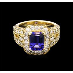 2.08ct Tanzanite and Diamond Ring - 14KT Yellow Gold