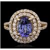 Image 1 : 14KT Yellow Gold 2.37ct Tanzanite and Diamond Ring
