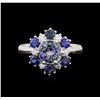 Image 1 : 14KT White Gold 1.37ct Tanzanite, Sapphire and Diamond Ring