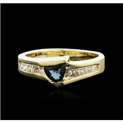 14KT Yellow Gold 0.65ct Sapphire and Diamond Ring