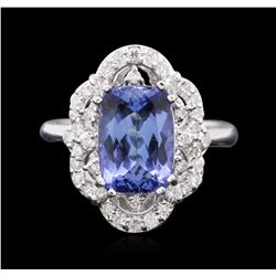 14KT White Gold 3.20ct Tanzanite and Diamond Ring