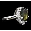 Image 2 : 14KT White Gold 3.23ct Green Tourmaline and Diamond Ring