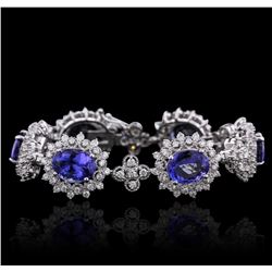 14KT White Gold 20.94ctw Tanzanite and Diamond Bracelet