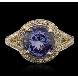 14KT Yellow Gold 2.96ct Tanzanite and Diamond Ring