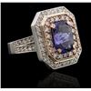 Image 2 : 14KT Rose and White Gold 4.29ct Tanzanite and Diamond Ring