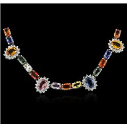 14KT White Gold 39.46ctw Multicolor Sapphire and Diamond Necklace