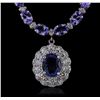Image 1 : 14KT White Gold 31.96ctw Tanzanite and Diamond Necklace