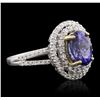 Image 2 : 14KT White and Yellow Gold 3.20ct Tanzanite and Diamond Ring