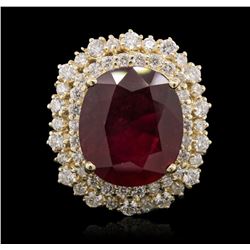 14KT Yellow Gold 12.91ct Ruby and Diamond Ring