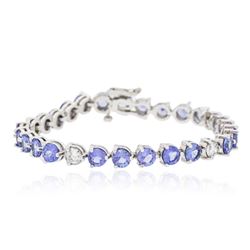 14KT White Gold 13.50ctw Tanzanite and Diamond Bracelet