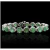 14KT White Gold 20.90ctw Emerald and Diamond Bracelet