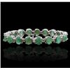 Image 2 : 14KT White Gold 20.90ctw Emerald and Diamond Bracelet