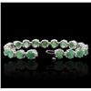 Image 3 : 14KT White Gold 20.90ctw Emerald and Diamond Bracelet
