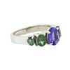 Image 2 : 14KT White Gold 1.08ct Tanzanite and Green Chrysoberyl Ring