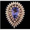 Image 1 : 14KT Rose Gold 4.05ct Tanzanite and Diamond Ring