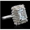 Image 2 : 14KT White Gold 3.69ct Aquamarine and Diamond Ring