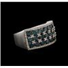 Image 2 : 3.68ctw Fancy Blue Diamond Mens Ring - 14KT White Gold