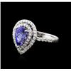 Image 2 : 18KT White Gold 1.15ct Tanzanite and Diamond Ring