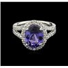 Image 1 : 3.00ct Tanzanite and Diamond Ring - 14KT White Gold