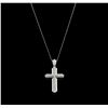 Image 1 : 1.17ctw Diamond Cross Pendant With Chain - 14KT White Gold