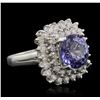 Image 2 : 14KT White Gold 3.11ct Tanzanite and Diamond Ring