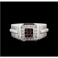 0.50ctw Ruby and Diamond Ring - 14KT White Gold