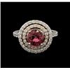 Image 1 : 2.30ct Pink Tourmaline and Diamond Ring - 14KT White Gold