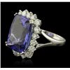 Image 2 : 14KT White Gold 13.13ct GIA Certified Tanzanite and Diamond Ring