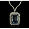 Image 1 : 14KT White Gold 47.59ct Blue Topaz and Diamond Necklace