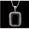 Image 1 : 14KT White Gold 44.43ct Topaz and Diamond Pendant With Chain