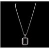 Image 2 : 14KT White Gold 44.43ct Topaz and Diamond Pendant With Chain