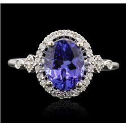 14KT White Gold 2.18ct Tanzanite and Diamond Ring