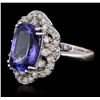 Image 2 : 14KT White Gold 4.16ct Tanzanite and Diamond Ring