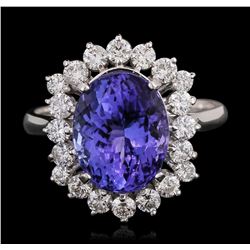 14KT White Gold 3.88ct Tanzanite and Diamond Ring