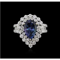 18KT White Gold 3.67ct Tanzanite and Diamond Ring