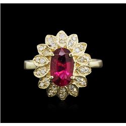 1.58ct Pink Tourmaline and Diamond Ring - 14KT Yellow Gold