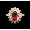 Image 1 : 1.58ct Pink Tourmaline and Diamond Ring - 14KT Yellow Gold