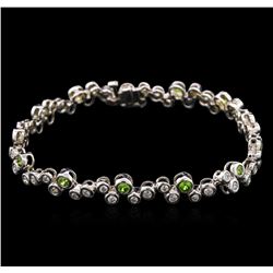 1.27ctw Demantoid Garnet and Diamond Bracelet - 14KT White Gold