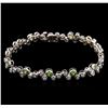 Image 1 : 1.27ctw Demantoid Garnet and Diamond Bracelet - 14KT White Gold