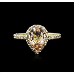 14KT Yellow Gold 1.29ct Morganite and Diamond Ring