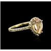 Image 2 : 14KT Yellow Gold 1.29ct Morganite and Diamond Ring