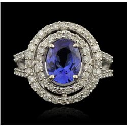 14KT White Gold 1.82ct Tanzanite and Diamond Ring