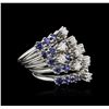 Image 2 : 14KT White Gold 5.72ctw Sapphire and Diamond Ring