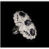 Image 2 : 14KT White Gold 3.54ctw Sapphire and Diamond Ring