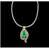 Image 1 : 14KT-18KT Yellow Gold GIA Certified 40.62ct Emerald & Diamond Pendant With Chain