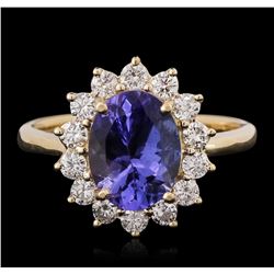 14KT Yellow Gold 2.19ct Tanzanite and Diamond Ring