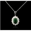 Image 2 : 14KT White Gold 1.77ct Emerald and Diamond Pendant With Chain
