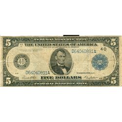 1914 $5 Federal Reserve Note Cleveland